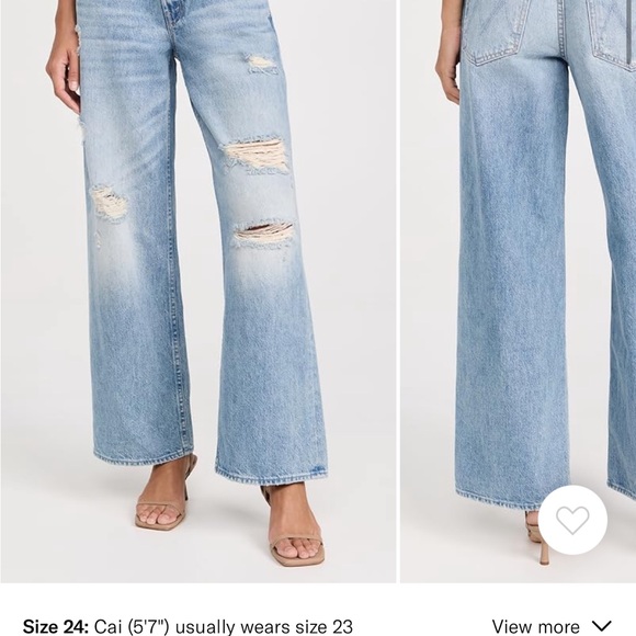 MOTHER Blue Flare Wide Leg Jeans Distressed - Picture 1 of 1